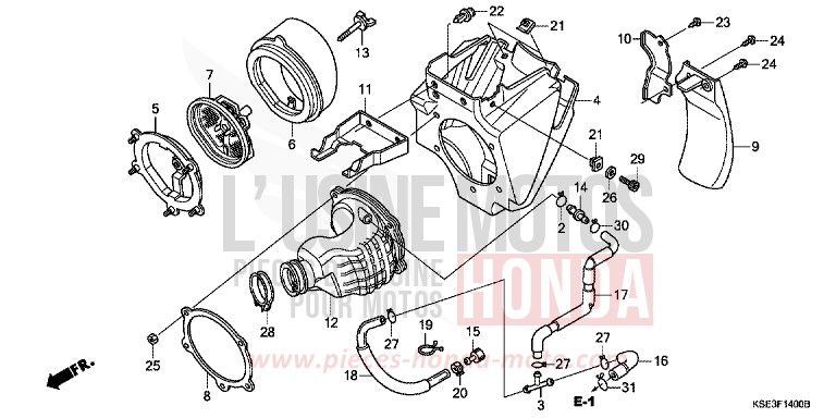 AIR CLEANER for CRF150R "Big wheels" EXTREME RED (R292) from 2009